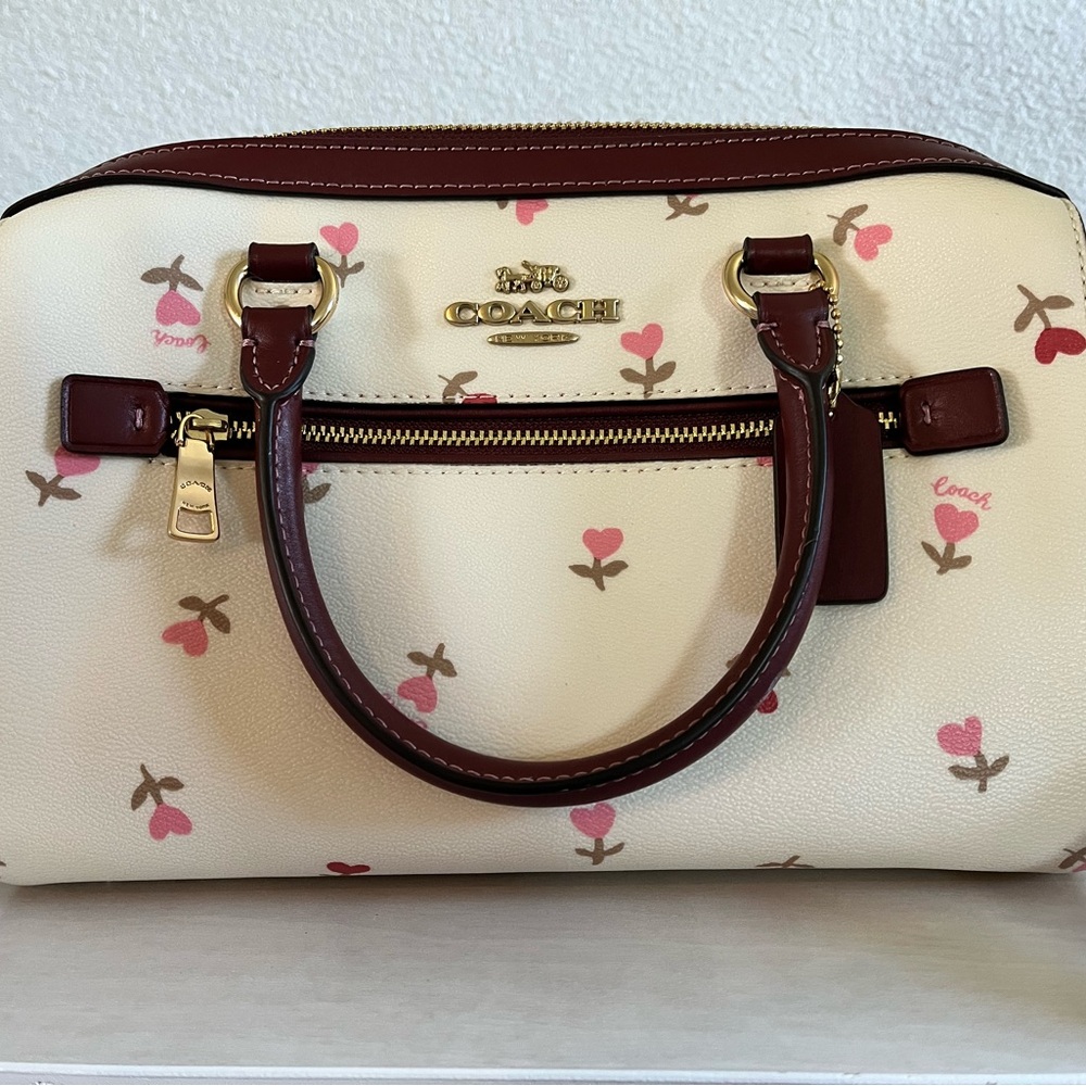 Coach Rowan Satchel Heart Flower Print